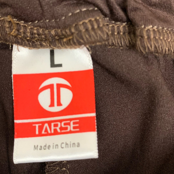 💰Tarse Silky Chocolate Brown Loose Yoga  Lounge  Flowy Cropped Pants - Size L - Picture 7 of 10